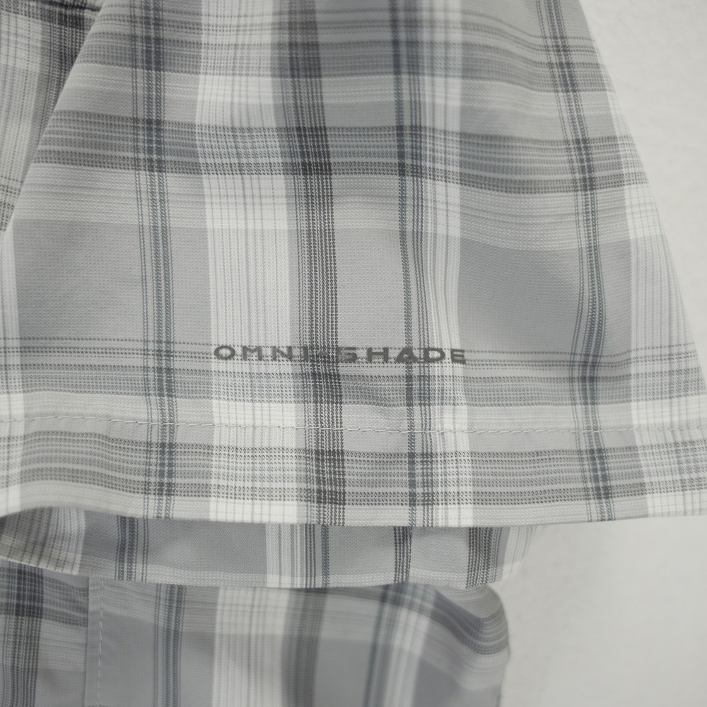 Columbia PFG Omni-Shade Mens XXL Grey Plaid Vented Short Sleeve Fishing Shirt - Picture 7 of 10